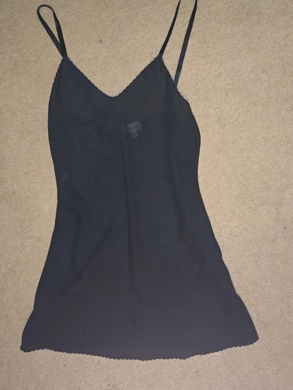Natori Black Lace-Trim Camisole Slip